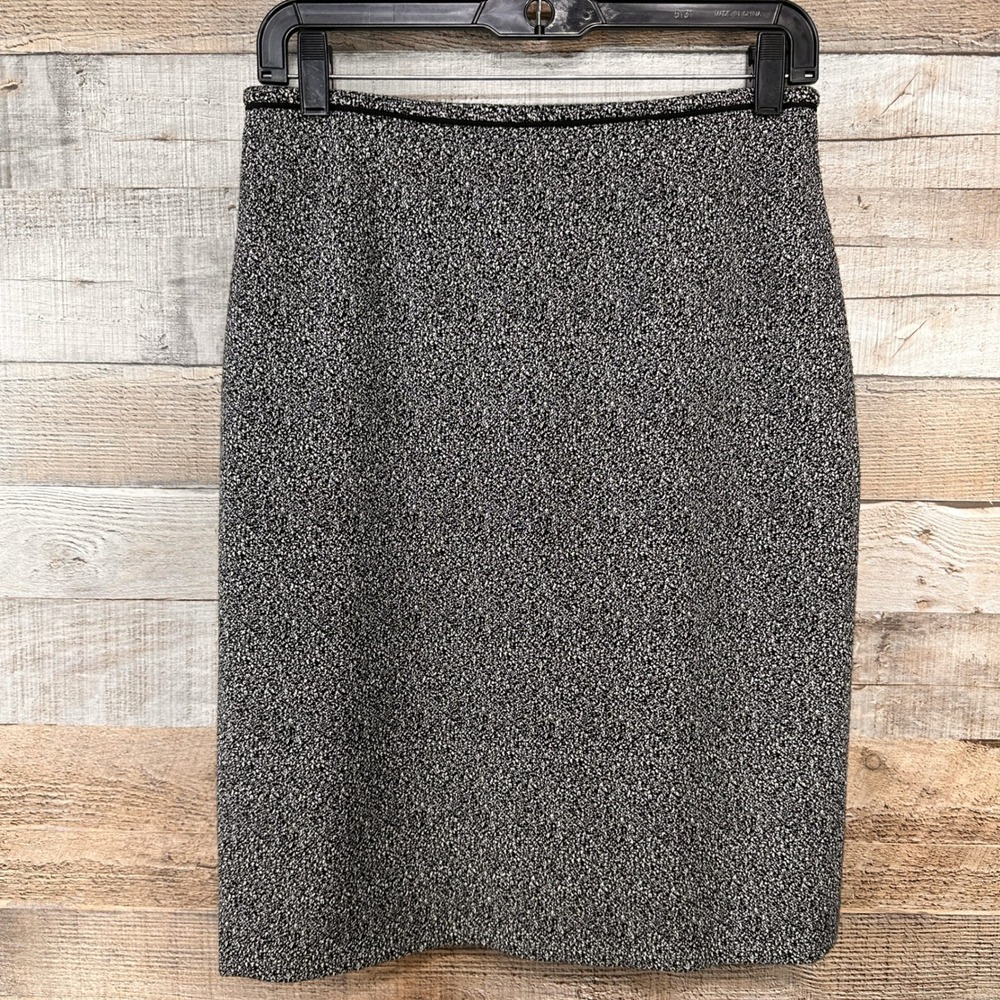 Calvin Klein Black White Heathered Knit Pencil Skirt Size 2 Career Business